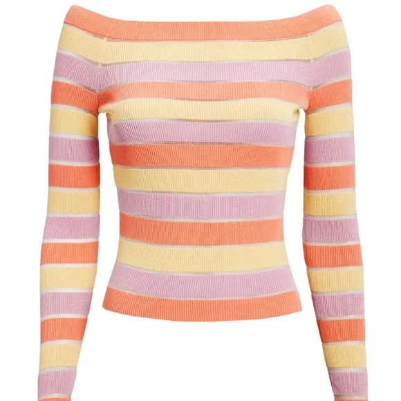 NWOT Intermix Delia Striped Knit Top Size S - Picture 4 of 6
